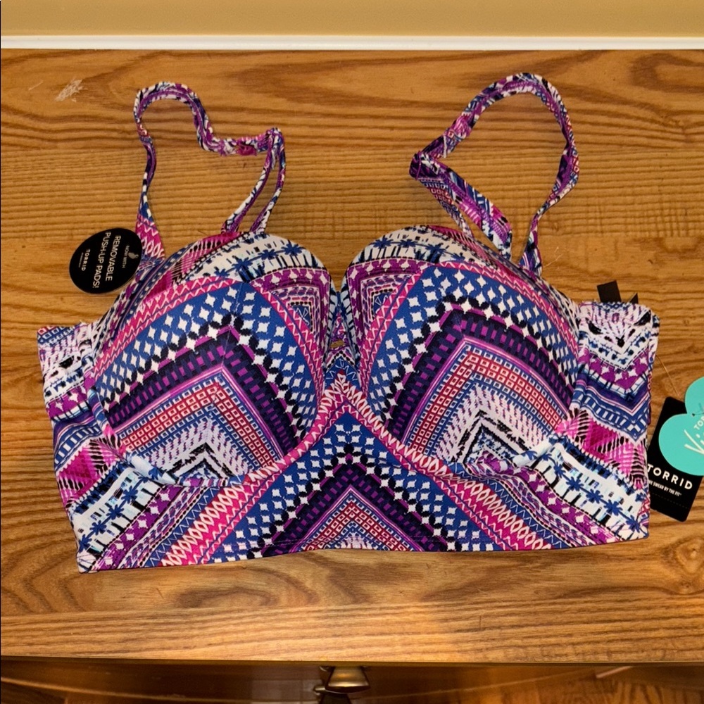 Torrid Multicolor Geometric Bikini Top